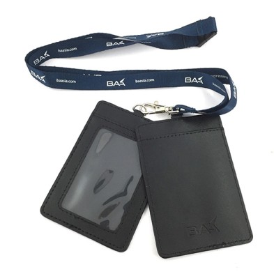 Badge holder with leather lanyard - BAA